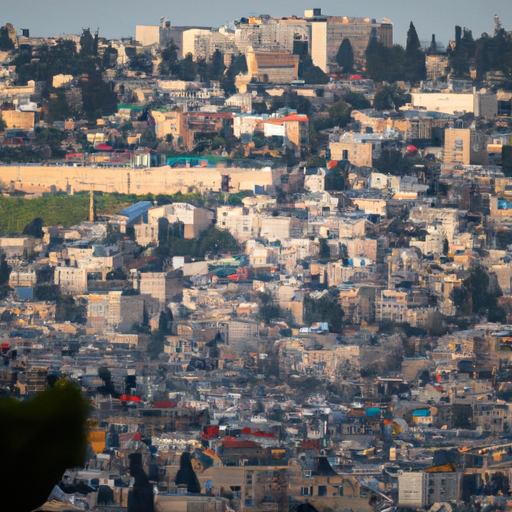 3. צילום פנורמי של ירושלים, עם ההמולה של אירועים קטנים שמוסיפים לקסם התוסס של העיר.