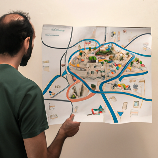 אדם מתבונן במפה של מערכת התחבורה הציבורית בירושלים