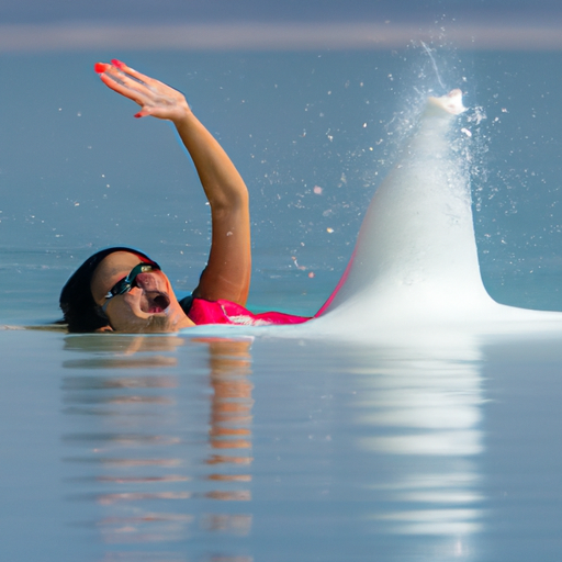 A woman floating effortlessly on the Dead Sea, demonstrating its high salt concentration.