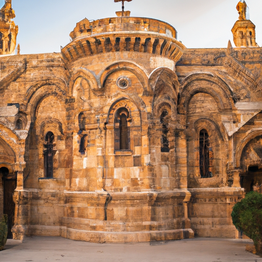 An awe-inspiring image of the Church of the Nativity's grand entrance, adorned with intricate carvings.